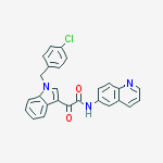 Structure of 1H-Indole-3-acetamide, 1-[(4-chlorophenyl)methyl]-a-oxo-N-6-quinolinyl-