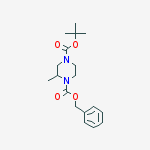 Structure of 1,4-Piperazinedicarboxylic acid, 2-methyl-, 4-(1,1-dimethylethyl)1-(phenylmethyl) ester