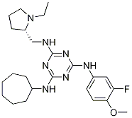 Structure of 1,3,5-Triazine-2,4,6-triamine,N-cycloheptyl-N'-[[(2S)-1-ethyl-2-pyrrolidinyl]methyl]-N''-(3-fluoro-4-methoxyphenyl)-