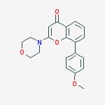 Structure of 4H-1-Benzopyran-4-one, 8-(4-methoxyphenyl)-2-(4-morpholinyl)-