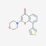Structure of 4H-1-Benzopyran-4-one, 2-(4-morpholinyl)-8-(3-thienyl)-