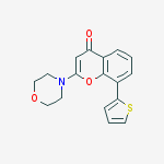 Structure of 4H-1-Benzopyran-4-one, 2-(4-morpholinyl)-8-(2-thienyl)-