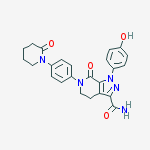 Structure of 1-(4-hydroxyphenyl)-7-oxo-6-(4-(2-oxo-1-piperidinyl)phenyl)-4,5,6,7-tetrahydro-1H-pyrazolo[3,4-c]pyridine-3-carboxamide
