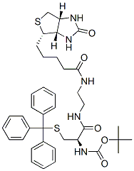 Structure of [(1R)-2-[[2-[[5-[(3aS,4S,6aR)-hexahydro-2-oxo-1H-thieno[3,4-d]imidazol-4-yl]-1-oxopentyl]amino]ethyl]amino]-2-oxo-1-[[(triphenylmethyl)thio]methyl]ethyl]carbamic Acid 1,1-Dimethylethyl Ester