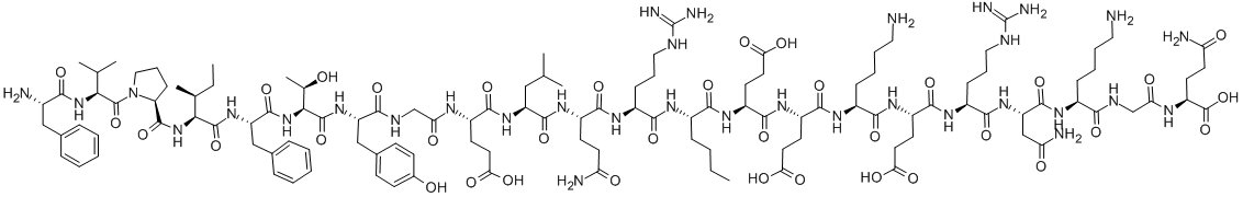 Structure of H-PHE-VAL-PRO-ILE-PHE-THR-TYR-GLY-GLU-LEU-GLN-ARG-NLE-GLU-GLU-LYS-GLU-ARG-ASN-LYS-GLY-GLN-OH