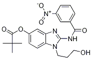 Structure of Propanoic acid, 2,2-dimethyl-,1-(3-hydroxypropyl)-2-[(3-nitrobenzoyl)amino]-1H-benzimidazol-5-ylester