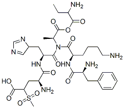 Structure of gamma-(methylsulphonyl)-L-alpha-aminobutyryl-L-alpha-glutamyl-L-histidyl-3-phenyl-L-alanyl-D-lysyl-L-alanine