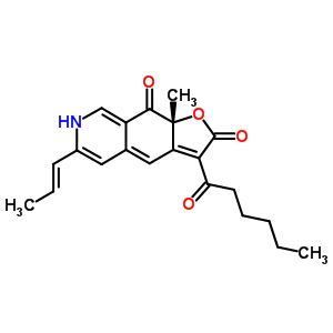 Structure of (9aR)-3-hexanoyl-9a-methyl-6-[(1E)-prop-1-en-1-yl]furo[3,2-g]isoquinoline-2,9(7H,9aH)-dione