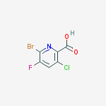 6-Bromo-3-chloro-5-fluoropicolinic acid结构式