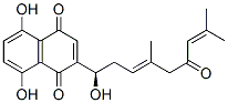 Structure of 2-Butenoic acid, 3-methyl-, 1-(1,4-dihydro-5,8-dihydroxy-1,4-dioxo-2-naphthalenyl)-4-methyl-3-pentenyl ester