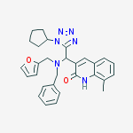3-{[benzyl(furan-2-ylmethyl)amino](1-cyclopentyl-1H-tetrazol-5-yl)methyl}-8-methylquinolin-2(1H)-one结构式