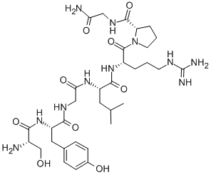 Structure of SER-TYR-GLY-LEU-ARG-PRO-GLY-NH2