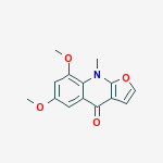 Structure of Furo(2,3-b)quinolin-4(9H)-one, 6,8-dimethoxy-9-methyl-