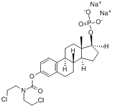 Structure of (17-beta)-Estra-1,3,5(10)-triene-3,17-diol 3-(bis(2-chloroethyl)carbamate) 17-(dihydrogenphosphate) disodium salt