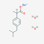 Structure of Benzeneacetic acid, a-methyl-4-(2-methylpropyl)-, sodium salt,dihydrate