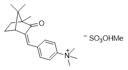 Structure of methyl N,N,N-trimethyl-4-[(4,7,7-trimethyl-3-oxobicyclo[2.2.1]hept-2-ylidene)methyl]anilinium sulphate