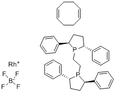 1,2-双[(2R,5R)-2,5-二苯基膦]乙烷(1,5-环辛二烯)四氟硼酸铑(I)结构式