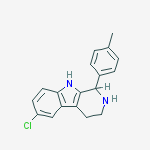 Structure of 1H-Pyrido[3,4-b]indole, 6-chloro-2,3,4,9-tetrahydro-1-(4-methylphenyl)-