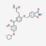 Structure of 3-(5-(4-(cyclopentyloxy)-2-hydroxybenzoyl)-2-((3-hydroxybenzo[disoxazol-6-yl)methoxy)phenyl)propanoic acid