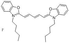 Structure of 3-PENTYL-2-((1E,3E)-5-[3-PENTYL-1,3-BENZOXAZOL-2(3H)-YLIDENE]-1,3-PENTADIENYL)-1,3-BENZOXAZOL-3-IUM IODIDE