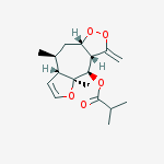 Structure of (3aR,4R,4aS,7aS,8S,9aS)-4a,8-dimethyl-3-methylidene-3,3a,4,4a,7a,8,9,9a-octahydrofuro[2',3':4,5]cyclohepta[1,2-c][1,2]dioxol-4-yl 2-methylpropanoate