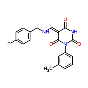 Structure of (5Z)-5-{[(4-fluorobenzyl)amino]methylidene}-1-(3-methylphenyl)pyrimidine-2,4,6(1H,3H,5H)-trione