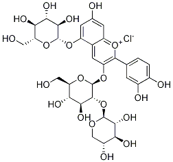 Structure of 2-(3,4-Dihydroxyphenyl)-5-(beta-D-glucopyranosyloxy)-7-hydroxy-3-[(2-O-beta-D-xylopyranosyl-beta-D-glucopyranosyl)oxy]-1-benzopyrylium chloride