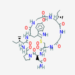 Structure of 2-[21,29-di(butan-2-yl)-14-hydroxy-11-oxido-5,8,20,23,24,27,30,33-octaoxo-1,2,3,5,6,7,8,9,10,12,17,18,19,20,21,22,23,23a-octadecahydro-9,18-(epiminoethanoiminoethanoiminoethanoiminomethano)pyrrolo[1',2':8,9][1,5,8,11,14]thiatetraazacyclooctadecino[18,17-b