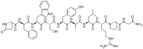 Structure of PGLU-D-PHE-TRP-SER-TYR-D-ALA-LEU-ARG-PRO-GLY-NH2