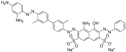 Structure of disodium 4-amino-3-[[4-[(2,4-diaminophenyl)azo]-3,3-dimethyl[1,1-biphenyl]-4-yl]azo]-5-hydroxy-6-(phenylazo)naphthalene-2,7-disulphonate