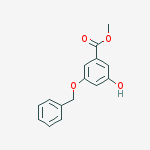 Structure of Benzoic acid, 3-hydroxy-5-(phenylmethoxy)-, methyl ester