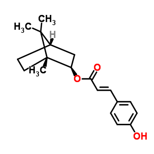 Structure of (1R,2R,4S)-1,7,7-trimethylbicyclo[2.2.1]hept-2-yl (2E)-3-(4-hydroxyphenyl)prop-2-enoate
