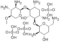 6-O-(2,3-Diamino-4-O-methyl-2,3-dideoxy-α-D-xylopyranosyl)-4-O-(2,6-diamino-2,4,6-trideoxy-α-D-xylo-hexopyranosyl)-2-deoxy-D-streptamine结构式