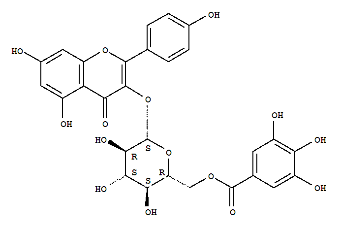 Structure of Benzoicacid, 3,4,5-trihydroxy-, 6'-ester with 3-(b-D-glucopyranosyloxy)-5,7-dihydroxy-2-(4-hydroxyphenyl)-4H-1-benzopyran-4-one