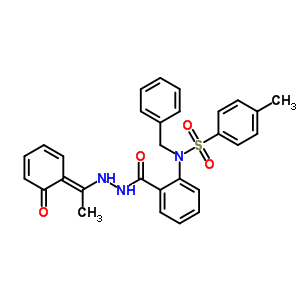 Structure of N-benzyl-4-methyl-N-[2-({2-[(1E)-1-(6-oxocyclohexa-2,4-dien-1-ylidene)ethyl]hydrazino}carbonyl)phenyl]benzenesulfonamide