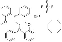 Chemical structure of (R,R)-(-)-1,2-BIS[(O-METHOXYPHENYL)(PHENYL)PHOSPHINO]ETHANE(1,5-CYCLOOCTADIENE)RHODIUM (I) TETRAFLUOROBORATE