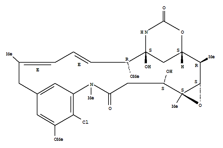 Structure of Maytansine, O3-de2-(acetylmethylamino)-1-oxopropyl-