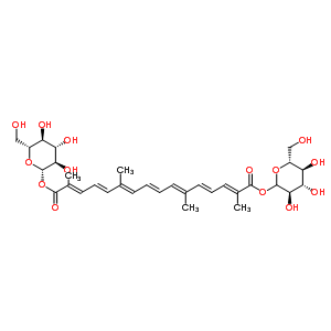1,1-[(2E,4E,6E,8E,10E,12E,14E)-2,6,11,15-tetramethyl-2,4,6,8,10,12,14-hexadecaheptaenedioate]-b-D-Glucopyranose结构式