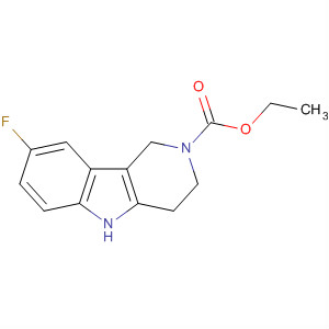 Chemical structure of 2H-Pyrido[4,3-b]indole-2-carboxylic acid, 8-fluoro-1,3,4,5-tetrahydro-,ethyl ester