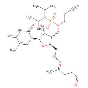 Thymidine, 5'-O-(1,4-dioxopentyl)-, 3'-[2-cyanoethylbis(1-methylethyl)phosphoramidite]结构式