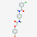 Structure of N-[4-[[2-(4-BROMOPHENOXY)ACETYL]AMINO]PHENYL]-3-CHLORO-BENZAMIDE