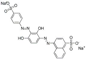 Structure of disodium 4-[[2,4-dihydroxy-3-[(4-sulphonatophenyl)azo]phenyl]azo]naphthalene-1-sulphonate