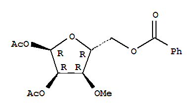 Structure of 1,2-di-O-acetyl-5-O-benzoyl-3-O-methylpentofuranose