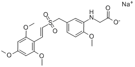 Structure of (2-METHOXY-5-[2-(2,4,6-TRIMETHOXY-PHENYL)-ETHENESULFONYLMETHYL]-PHENYLAMINO)-ACETIC ACID, SODIUM SALT