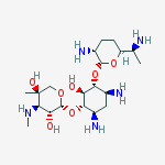 6-O-(3-Deoxy-4-methyl-3-methylamino-β-L-arabinopyranosyl)-4-O-(2,6-diamino-2,3,4,6,7-pentadeoxy-β-L-lyxo-heptopyranosyl)-2-deoxy-D-streptamine结构式