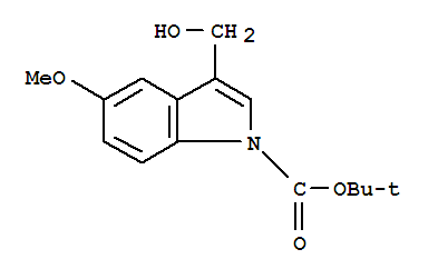 3-羟甲基-5-甲氧基吲哚-1-羧酸叔丁酯结构式