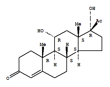 Structure of Pregn-4-ene-3,20-dione,11,17-dihydroxy-, (11a)-