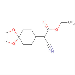 Structure of Acetic acid, cyano-1,4-dioxaspiro[4.5]dec-8-ylidene-, ethyl ester