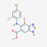 1H-Benzimidazole-5-carboxylic acid,6-[(4-bromo-2-chlorophenyl)amino]-7-fluoro-, methyl ester结构式