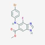 Structure of 1H-Benzimidazole-5-carboxylic acid,6-[(4-bromophenyl)amino]-7-fluoro-, methyl ester